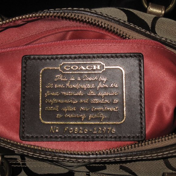 STUNNING VINTAGE PRISTINE METALLIC COACH KHAKI SIGNATURE GOLD  SATCHEL HANDBAG - Picture 4 of 13